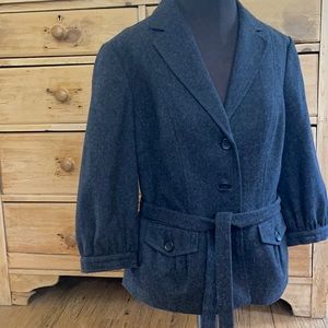 Banana Republic Charcoal Wool Flannel 3/4 Sleeve Blazer